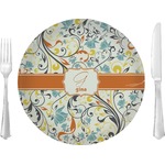 Swirly Floral Glass Lunch / Dinner Plate 10" (Personalized)