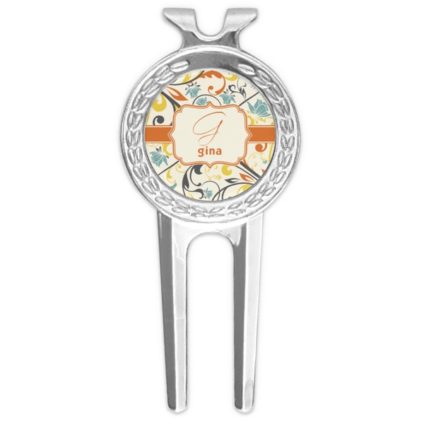 Custom Swirly Floral Golf Divot Tool & Ball Marker (Personalized)