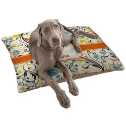 Swirly Floral Dog Bed - Large w/ Name and Initial