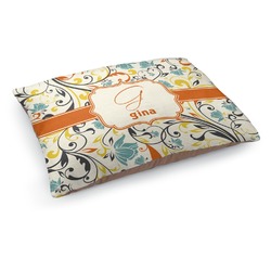 Swirly Floral Dog Bed - Medium w/ Name and Initial