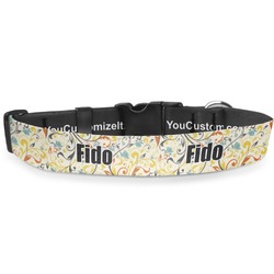 Swirly Floral Deluxe Dog Collar - Large (13" to 21") (Personalized)