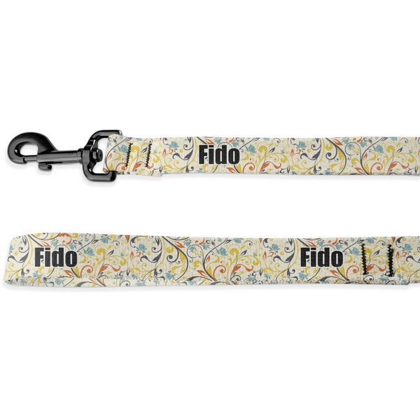 Custom Swirly Floral Deluxe Dog Leash - 4 ft (Personalized)
