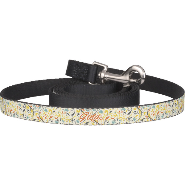 Custom Swirly Floral Dog Leash (Personalized)