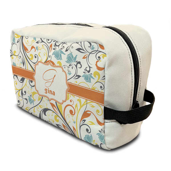 Custom Swirly Floral Toiletry Bag / Dopp Kit (Personalized)