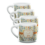 Swirly Floral Double Shot Espresso Cups - Set of 4 (Personalized)