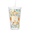 Swirly Floral Double Wall Tumbler with Straw (Personalized)
