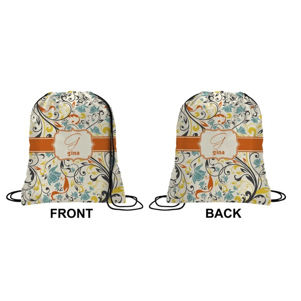Swirly Floral Drawstring Backpack