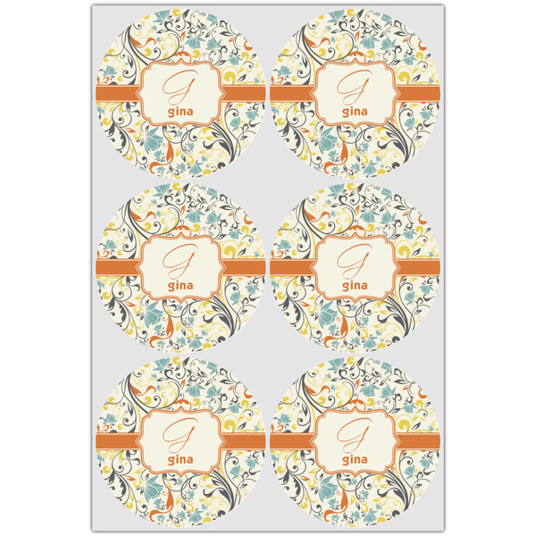 Swirly Floral Drink Topper - Large - Set of 6