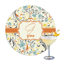 Swirly Floral Printed Drink Topper - 3.25" (Personalized)