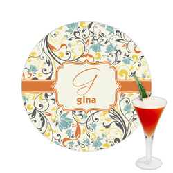 Swirly Floral Printed Drink Topper -  2.5" (Personalized)