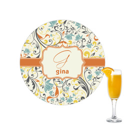 Swirly Floral Printed Drink Topper - 2.15" (Personalized)