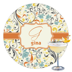 Swirly Floral Printed Drink Topper - 3.5" (Personalized)