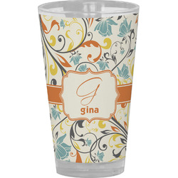 Swirly Floral Pint Glass - Full Color (Personalized)