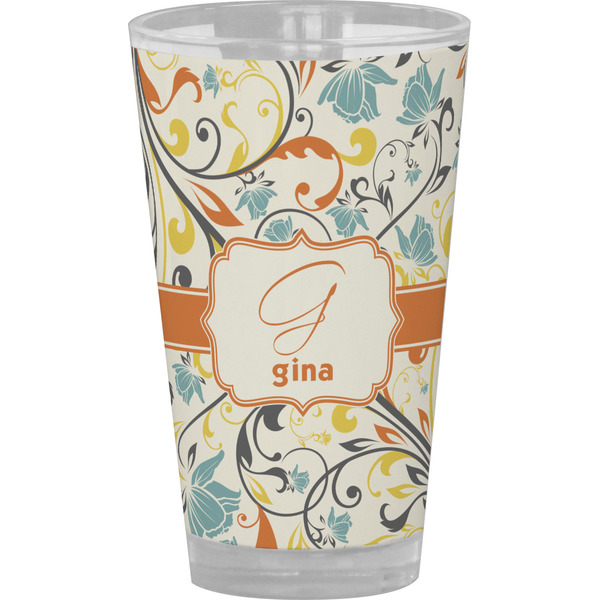 Custom Swirly Floral Pint Glass - Full Color (Personalized)