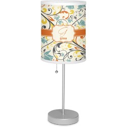Swirly Floral 7" Drum Lamp with Shade Linen (Personalized)