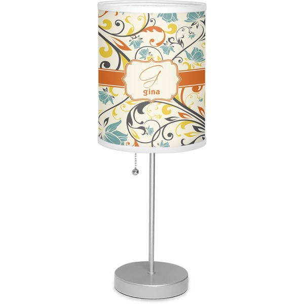 Custom Swirly Floral Lamp with Drum Shade (Personalized)