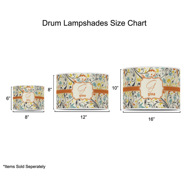 Swirly Floral Drum Lampshades - Sizing Chart