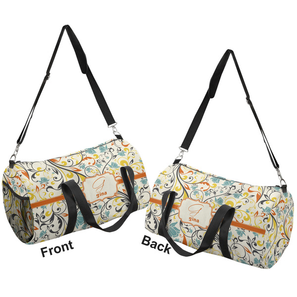 Swirly Floral Duffle bag small front and back sides