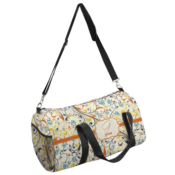 Custom Swirly Floral Duffel Bag (Personalized)