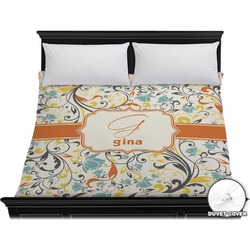 Swirly Floral Duvet Cover - King (Personalized)