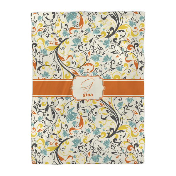 Swirly Floral Duvet Cover - Twin XL - Front