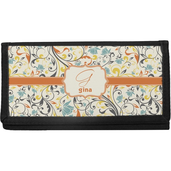 Custom Swirly Floral Canvas Checkbook Cover (Personalized)