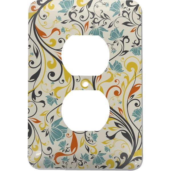 Custom Swirly Floral Electric Outlet Plate