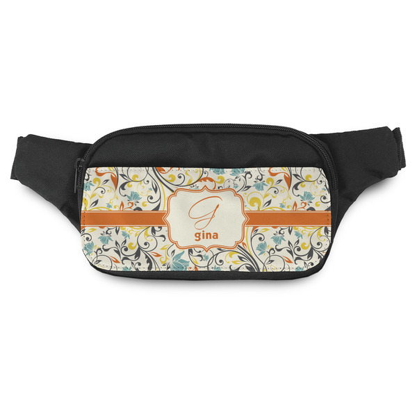 Custom Swirly Floral Fanny Pack - Modern Style (Personalized)