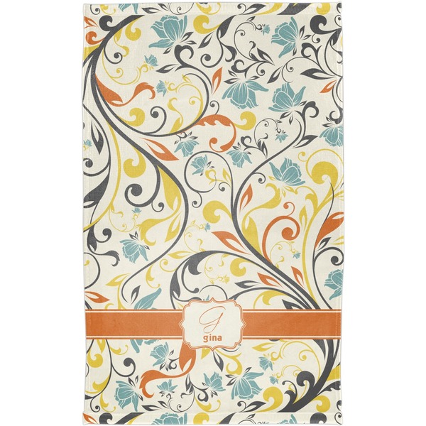 Swirly Floral Finger Tip Towel - Full View