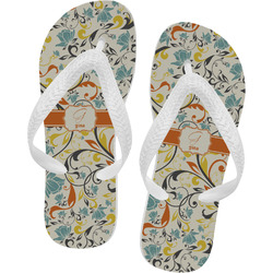 Swirly Floral Flip Flops - Small (Personalized)