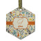 Swirly Floral Frosted Glass Ornament - Hexagon