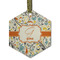 Swirly Floral Flat Glass Ornament - Hexagon w/ Name and Initial