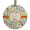 Swirly Floral Frosted Glass Ornament - Round