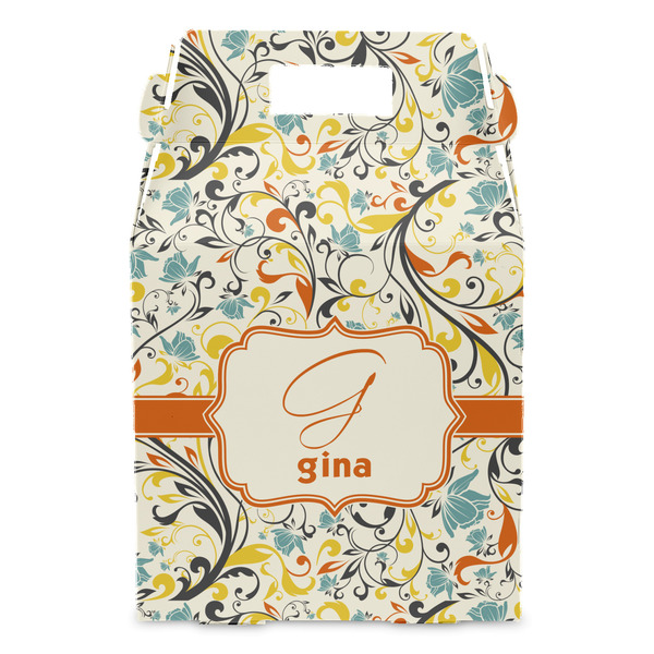 Swirly Floral Gable Favor Box - Front