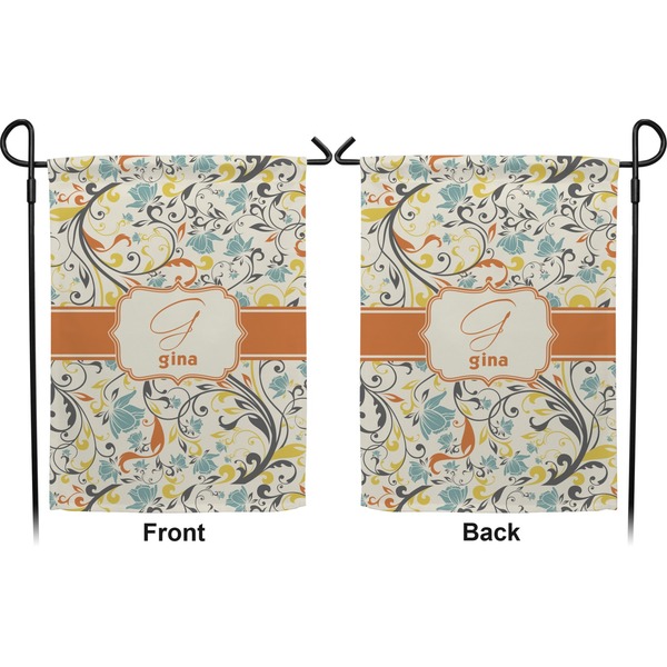 Swirly Floral Garden Flag - Double Sided Front and Back