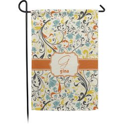 Swirly Floral Small Garden Flag - Single Sided w/ Name and Initial