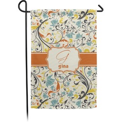 Swirly Floral Small Garden Flag - Double Sided w/ Name and Initial