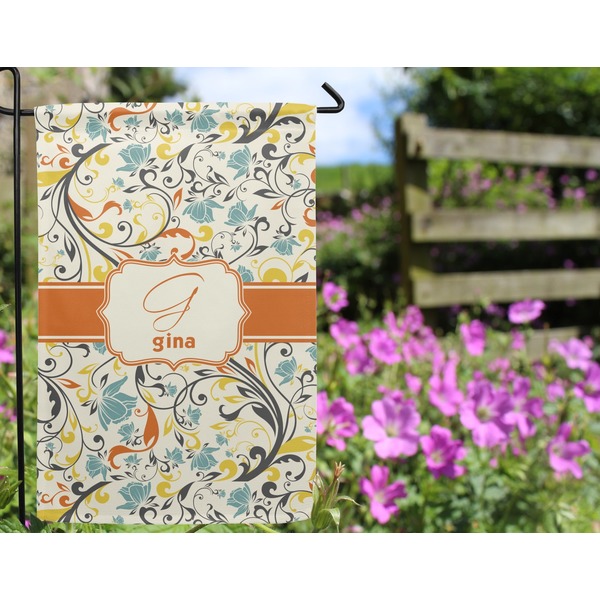 Swirly Floral Garden Flag - Outside In Flowers