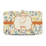 Swirly Floral Genuine Leather Small Framed Wallet (Personalized)