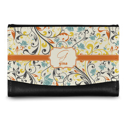 Swirly Floral Genuine Leather Women's Wallet - Small (Personalized)