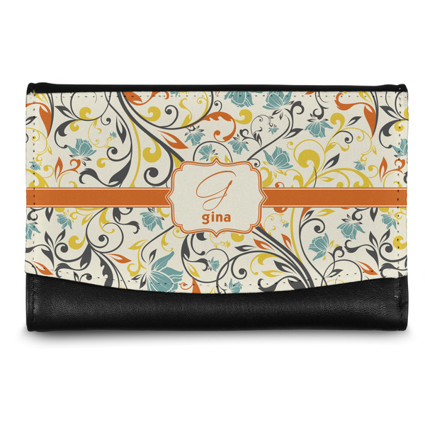 Custom Swirly Floral Genuine Leather Women's Wallet - Small (Personalized)