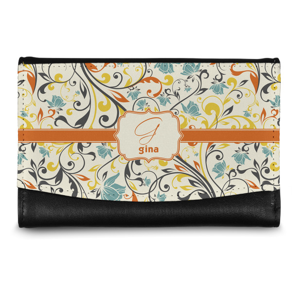 Custom Swirly Floral Genuine Leather Women's Wallet - Small (Personalized)