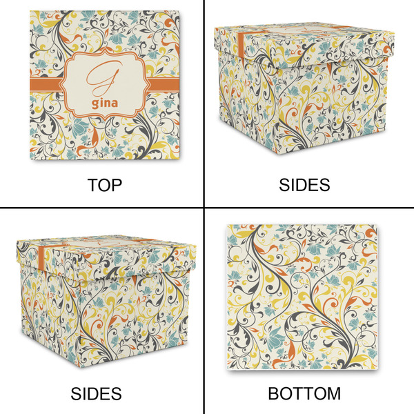 Swirly Floral Gift Boxes with Lid - Canvas Wrapped - Medium - Approval