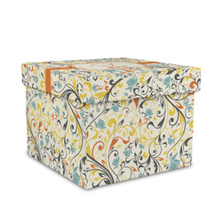 Swirly Floral Gift Box with Lid - Canvas Wrapped - Medium (Personalized)