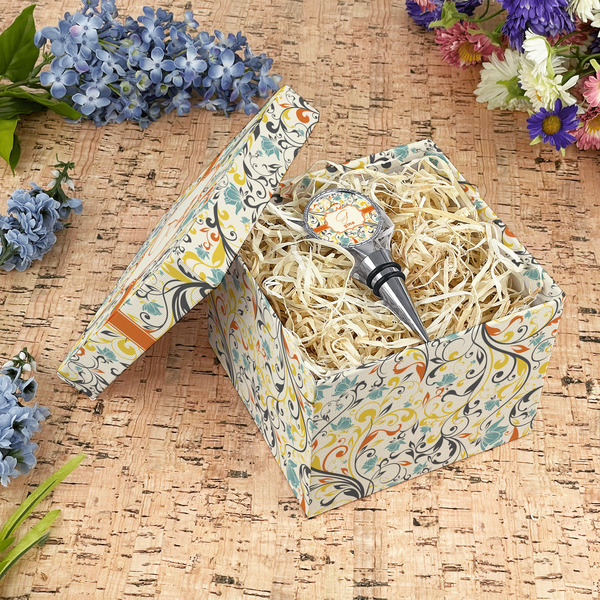 Swirly Floral Gift Boxes with Lid - Canvas Wrapped - Medium - In Context