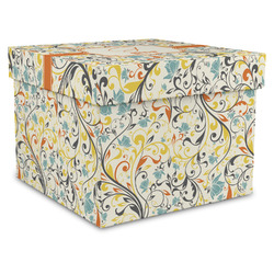 Swirly Floral Gift Box with Lid - Canvas Wrapped - X-Large (Personalized)
