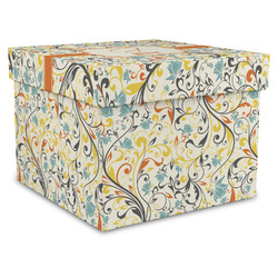 Swirly Floral Gift Box with Lid - Canvas Wrapped - X-Large (Personalized)