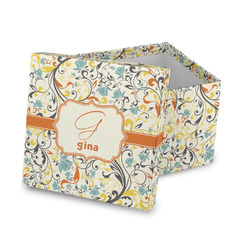 Swirly Floral Gift Box with Lid - Canvas Wrapped (Personalized)