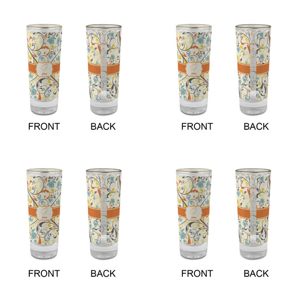 Swirly Floral Glass Shot Glass - 2 oz - Set of 4 - APPROVAL