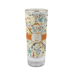 Swirly Floral 2 oz Shot Glass - Glass with Gold Rim (Personalized)